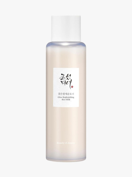 Beauty of Joseon Glow Replenishing Rice Milk off white bottle with white cap on light gray background